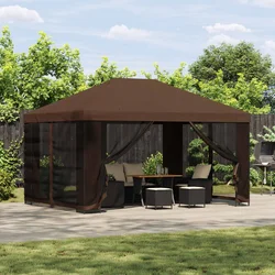 Gazebo 4 × 3 m Smeđa Poliester i čelik 190 gsm