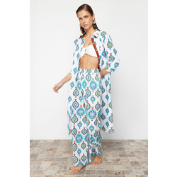 Trendyol Ethnic Patterned Woven 100% Cotton Trousers
