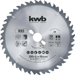 KWB 49589344 Rezni disk za cirkular 250x30 24Z, HM, za drvo/plastiku