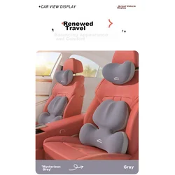 Icaroom Set jastuka za vrat i leđa za auto sedište, 16 x 30 x 10 cm, Sivi