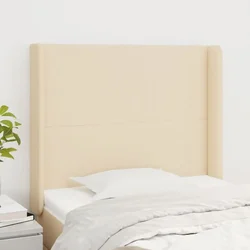 Vidaxl vidaXL Vzglavje postelje s krilci, kremne barve, 93x16x118/128 cm, blago