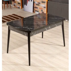 Hanah Home Trpezarijski sto Bendir 132x79x76,5cm Crno-Beli