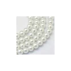 Staklena biserna perla 6 mm bela niska 90 cm (oko 150 kom)