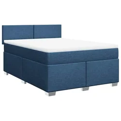 Vidaxl Box spring postelja z vzmetnico modra 140x190 cm blago