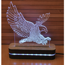 3D LED Lampa u 8 boja Black Cut Eagle Multicolor