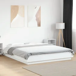 Okvir kreveta s LED svjetlima bijeli 160 x 200 cm drveni