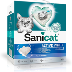 SANICAT Posip za mačke sa aktivnim kiseonikom Active White, Grudvajući, 10l