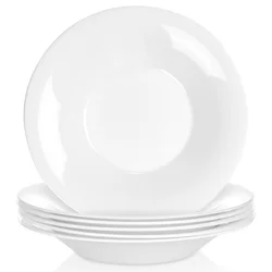 shumee Globoki stekleni krožniki za večerjo, beli, 21,5 cm, 400 ml, 6 kosov.