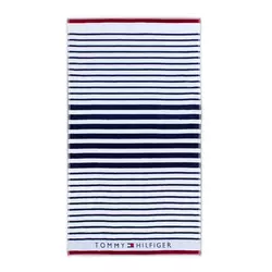 PEŠKIR ZA PLAŽU VELVET STRIPES 100/180 cm , crvena, bela, tamnoplava