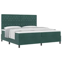 Vidaxl Postelja z vzmetnico Temno zelena 200 x 200 cm Žamet