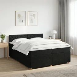 vidaXL Postelja boxspring z vzmetnico Črna 200 x 200 cm Blago
