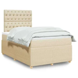 vidaXL vidaXL Box spring postelja z vzmetnico krem 120x190 cm blago, (21304862)