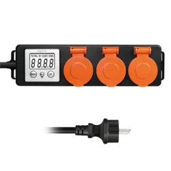 Logilink produžni kabl outdoor 3 mesta, LCD displej potrošnje, 1.4m, IP44, crna