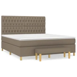Vidaxl Box spring postelja z vzmetnico taupe 180x200 cm blago