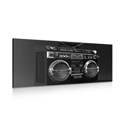 Slika disco radio iz 90‘ let v črnobeli izvedbi - 120x60