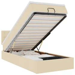 Vidaxl Otomanska postelja z vzmetnico krem 100x200 cm blago