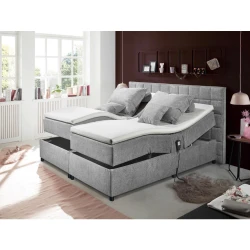 MID.YOU POSTELJA BOXSPRING 180 cm  x 200 cm , tekstil, leseni material svetlo siva