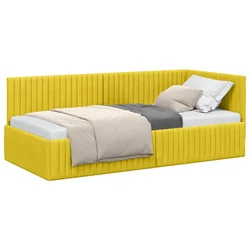 Vidaxl Kotna postelja z vzglavjem Rumena 90 cm x 200 cm Žamet