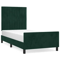 Vidaxl Posteljni okvir brez vzmetnice temno zelen 100x200 cm žamet