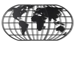 Wallity Zidna dekoracija World Map Globe LED, 60x120cm, Crna