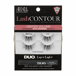 Ardell Lash Contour 370 odtenek Black darilni set umetne trepalnice + lepilo za trepalnice in črtalo za oči 2v1 2,5 g