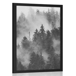 Plakat gore v meglici v črnobeli varianti - 40x60 black