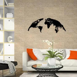 Opviq Zidna dekoracija World Map Large, 150x59 cm, 1.2mm, Crna