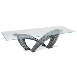 Casa Padrino Luxury Dining Table with Glass Top Gray - Various Sizes - Made in Italy