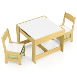 Northix Otroška miza s stoli dvostranska tabla MDF zelena