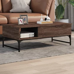 Stolić za kavu boja hrasta 100 x 50 x 35 cm od drva i metala