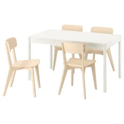 TONSTAD/LISABO Miza in 4 stoli, krem bela/jesen, 140/196x85 cm
