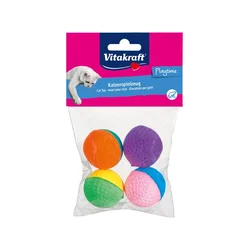 Vitakraft Piskajuća lopta od prirodne gume za mačke, 4 cm, 4 komada, Šarene