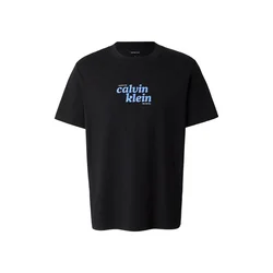 Calvin Klein Jeans Majica Relaxed Logo neonsko modra/črna