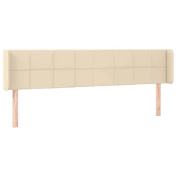 Vidaxl Vzglavje z ušesi krem 203x16x78/88 cm blago