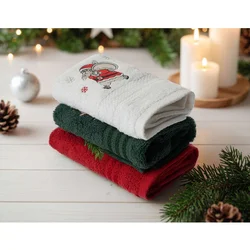 Set peškira Santa C - Zeleni, Crveni i Bele boje (3 komada)