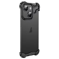 Minimalističen ovitek Naked Metal z alu zaščito robov in steklom za zadnje kamere za iPhone 16 Plus - onyx black