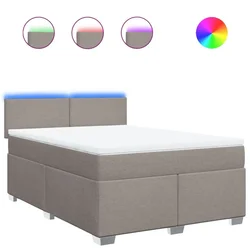 Vidaxl Box spring postelja z vzmetnico taupe 140x200 cm blago