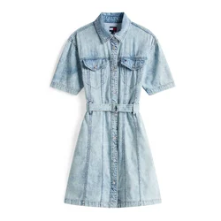 Tommy Jeans Dolga srajca moder denim