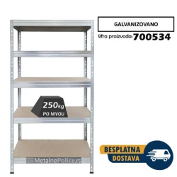 Polica metal-medijapan PRO EB50 180x90x45cm 5x250kg