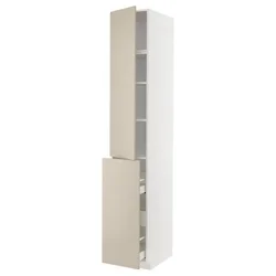 METOD / MAXIMERA Vis.elem. s izvl.funk. 3fi/1vr/2pol, bela/Havstorp bež, 40x60x240 cm