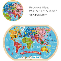 TOOKY TOY Drvena slagalica Mapa sveta šarena