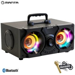 Manta MMS10 karaoke zvočni sistem, prenosni, BT 5.0, 40W, STEREO 2.2, TWS, RGB LED, FM, USB/microSD/AUX, črn