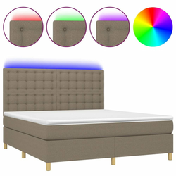 Vidaxl Box spring postelja z vzmetnico LED taupe 160x200 cm blago