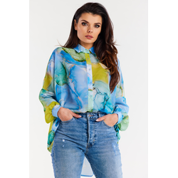 Awama Womans Shirt A513 Blue/Pattern