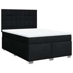 Vidaxl Box spring postelja z vzmetnico črna 160x200 cm blago