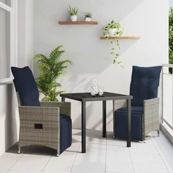 Set stola i stolica s jastukom 3 pcs Siva PE ratan