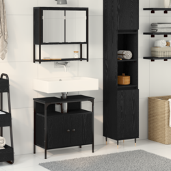 Set namještaja za kupaonicu Zidne 2 pcs Crna Konstruirano drvo