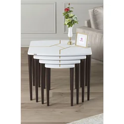 Hanah Home set od 4 umetnutih stočića Lyon, beli / orah