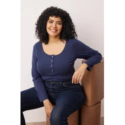 Trendyol Curve Ženska bluza Tbbaw26Af00008, Tamnoplava