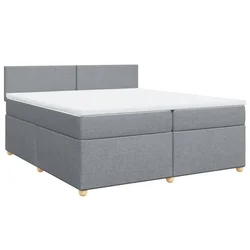 Vidaxl Box spring postelja z vzmetnico svetlo siva 200x200 cm blago